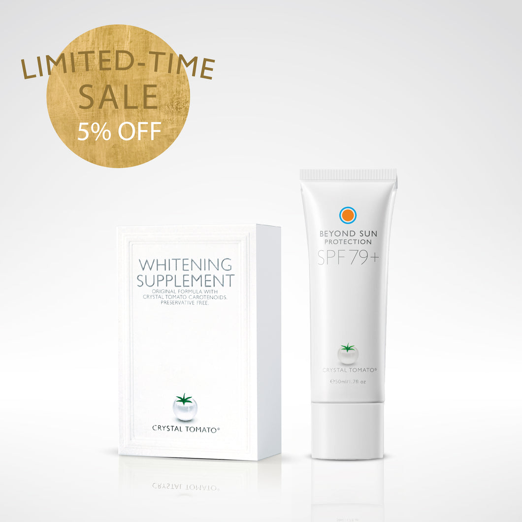 【⏱️ LIMITED-TIME SALE】CRYSTAL TOMATO® WHITENING SUPPLEMENT + BEYOND SUN PROTECTION